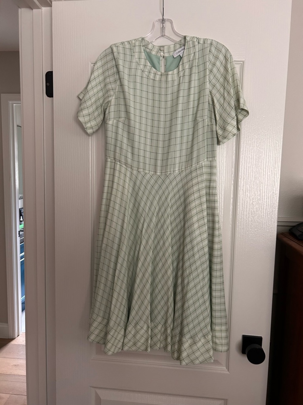 Calvin Klein Mint Green Plaid Midi Dress